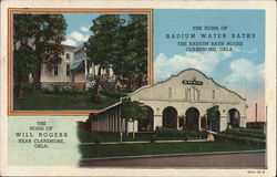 The Home of Will Robers / The Home of Raidum Water Baths Postcard