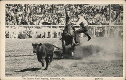 Vic Castro, Calf Roping, Hayward 1942 Rodeos Postcard Postcard Postcard