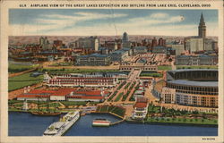 Great Lakes Exposition and Skyline from Lake Erie, Cleveland OH Postcard