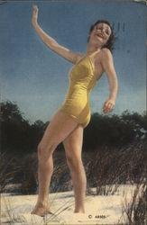 Woman in Yellow Bathing Suit Postcard