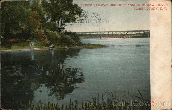 Electric Railway Bridge Spanning Mohawk River Schenectady New York