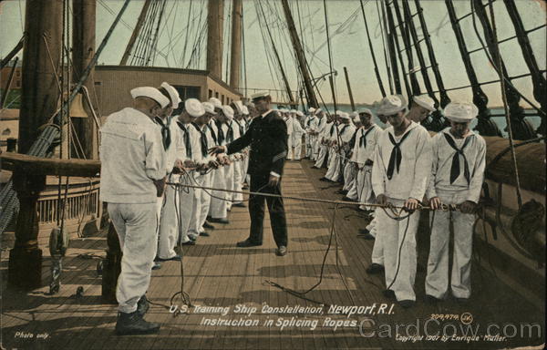 U.S. Training Ship Constellation - Instruction in Splicing Ropes Newport Rhode Island