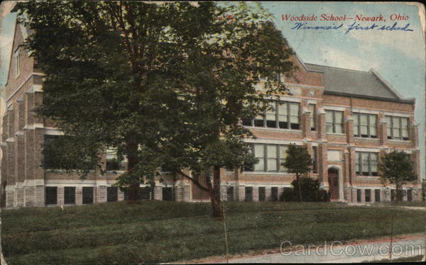 Woodside School Building Newark, OH Postcard