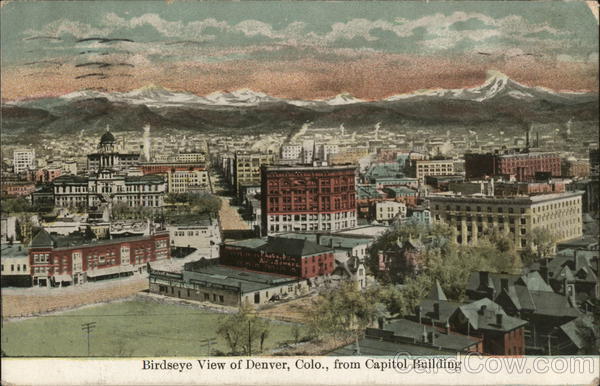 Birdseye View of City From Capitol Building Denver Colorado