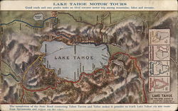 Lake Tahoe Motor Tours Map California Postcard Postcard Postcard