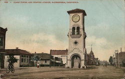 Clock Tower and Chester Avenue Bakersfield, CA Postcard Postcard Postcard