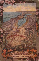 Relief Map of Santa Clara County San Jose, CA Postcard Postcard Postcard