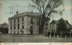 Street View of Public Library Peru, IN Postcard Postcard Postcard