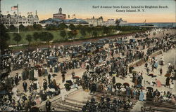 Surf Avenue from Coney Island to Brighton Beach Postcard