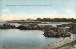 Forty Step Beach and Sen. Lodge's Mansion at Distance Postcard