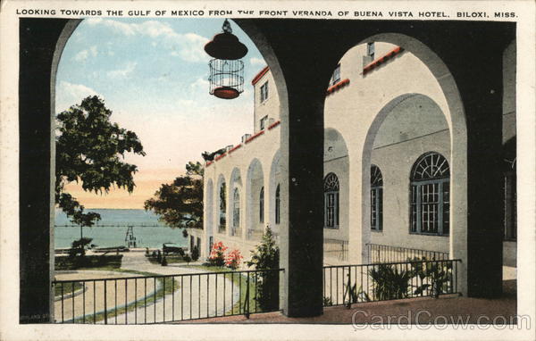 Buena Vista Hotel - Gulf of Mexico from Front Veranda Biloxi Mississippi