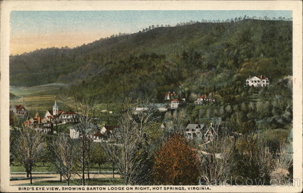Bird's Eye View showing Barton Lodge on Right Hot Springs Virginia