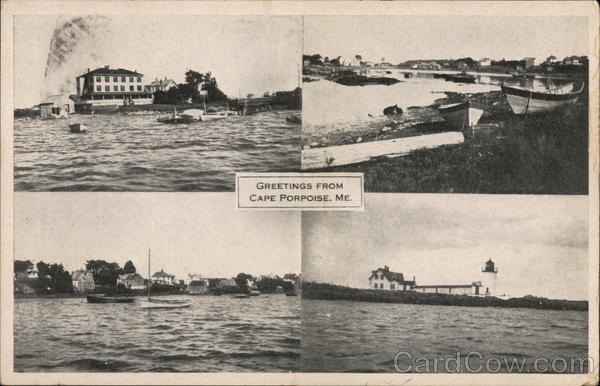 4 Scenic Photographs - Greetings from Cape Porpoise, ME Kennebunkport Maine