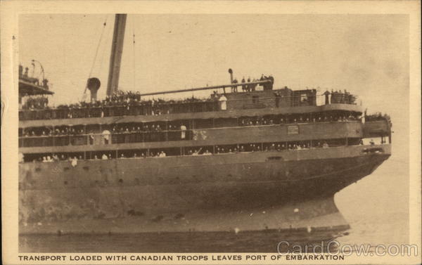 Transport Loaded with Canadian Troops Leaves Port of Embarkation Montreal PQ Canada