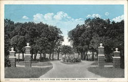 Entrance to City Park and Tourist Camp Postcard