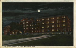 St. Mary's Hospital at Night Rochester, MN Postcard Postcard Postcard