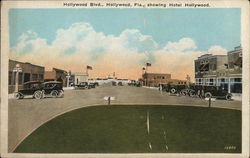 Hollywood Blvd showing Hotel Hollywood Postcard