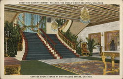 Lobby and Grand Stairway, Trianon, the World's Most Beautiful Ballroom Chicago, IL Postcard Postcard Postcard
