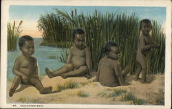 Alligator Bait - Black Children Playing by River Black Americana Postcard Postcard Postcard