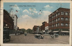 Fifth Avenue, Looking West Clinton, IA Postcard Postcard Postcard