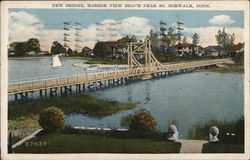 New Bridge, Harbor View Beach Norwalk, CT Postcard Postcard Postcard