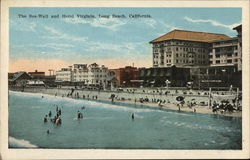 The Sea Wall and Hotel Virginia Long Beach, CA Postcard Postcard Postcard