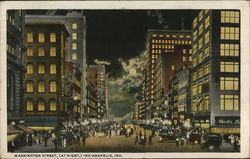 Washington Street at Night Postcard