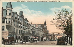 Main Street showing Hotel Montgomery Norristown, PA Postcard Postcard Postcard