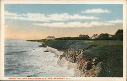Along the Cliff Walk from 40 Steps Newport, RI Postcard Postcard Postcard