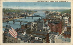 Looking up the Allegheny River Pittsburgh, PA Postcard Postcard Postcard