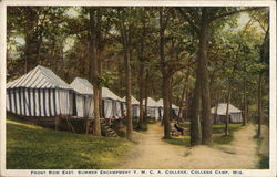 Front Row East, Summer Encampment Y. M. C. A. College Camp Postcard