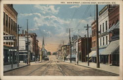 Main Street Looking West Watertown, WI Postcard Postcard Postcard