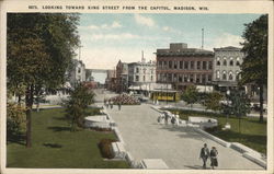 Looking Toward King Street from the Capitol Madison, WI Postcard Postcard Postcard