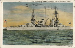 U.S.S. "Houston" Battleships Postcard Postcard Postcard