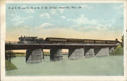 C. & N.W. and C.M. & St. P. Railway Bridge Postcard