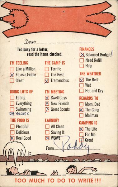 Too Much To Do To Write Check-Off Correspondence Card