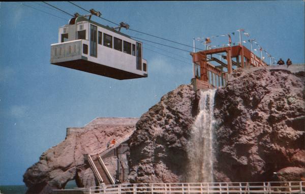 Sky Tram Entering Terminal at Point Lobos, Cliff House San Francisco California