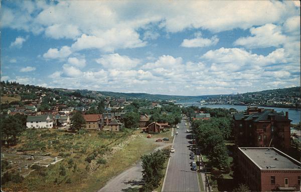 Water Street & Portage Lake from St. Joseph Hospital Hancock Michigan