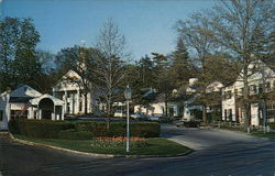 View from Main Street showing Entrance to Shopping Center Postcard