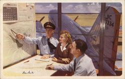 In Flight, Route of the Flagships, American Airlines Airline Advertising Postcard Postcard Postcard