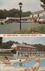 Mt. Hope Motel - Building and Poolside Views Postcard