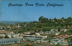 Looking East over Santa Fe Avenue Vista, CA Postcard Postcard Postcard