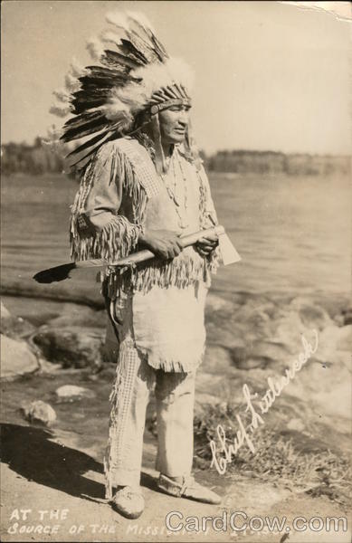 Chief Littlecreek With Headdress Itasca Minnesota Native Americana