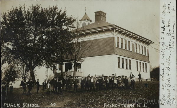 Students in front of Public School Frenchtown New Jersey