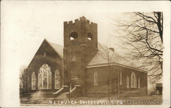 M. E. Church - Brick Church with Square Bell Tower Shippenville Pennsylvania