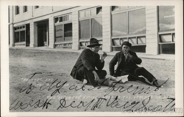 Scotty and the Chinaman - Two refugees sitting in the streets of Ravol Rhyolite Nevada