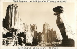 The Dragon and the Organ - Rock Formations, Fisher Towers Moab, UT Postcard Postcard Postcard