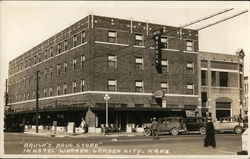 Baugh's Drug Store in Hotel Warren Garden City, KS Postcard Postcard Postcard