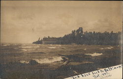 Foaming Waves Rolling onto Shore with Trees in Background Postcard