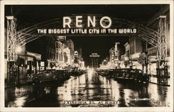 Virginia Street at Night - The Biggest Little City in the World Reno, NV Postcard Postcard Postcard